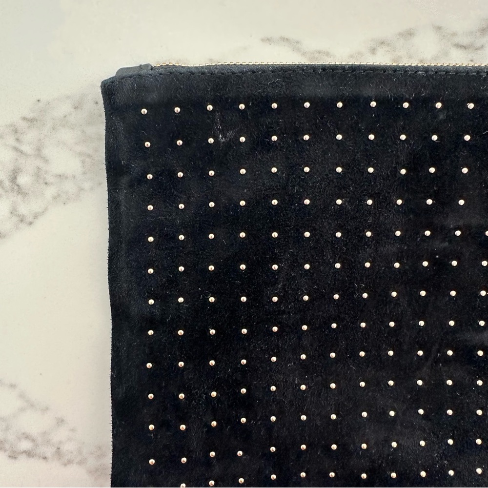 Clare V Studded Clutch Suede Pouch in Black with Gold - Picture 5 of 8